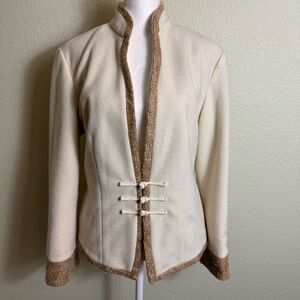 Kenki Women's Blazer XL Ivory Lined Asian Inspired No‎ Material Tag Soft *READ